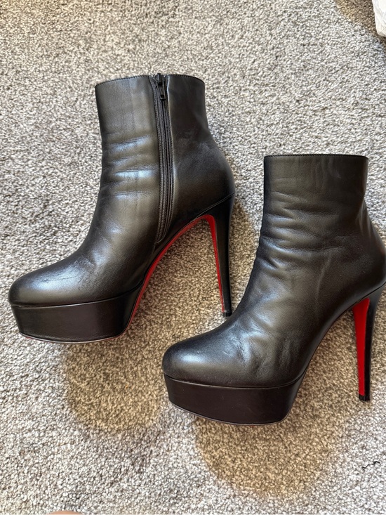 Christian Louboutin Shoes - Christian Louboutin Black Leather Platform Ankle Boots